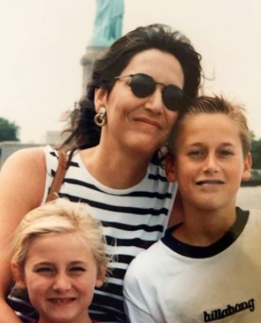 Childhood picture of Ryan Eggold with his elder sister Nicole and mother Karen